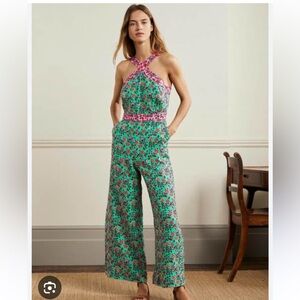 Last chance! Boden crossover linen jumpsuit oriental meadow print